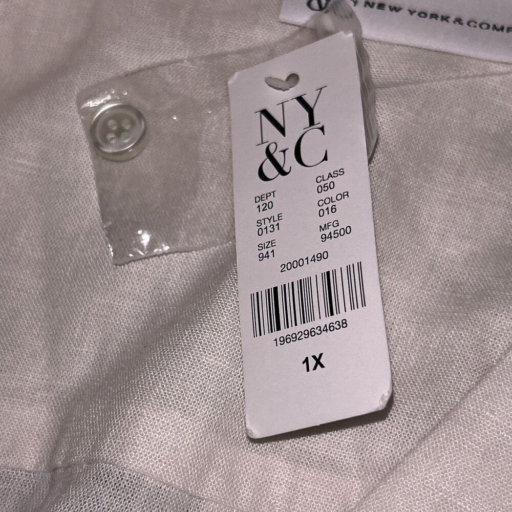 New York & Company Button Down Shirt White XL - Picture 5 of 7